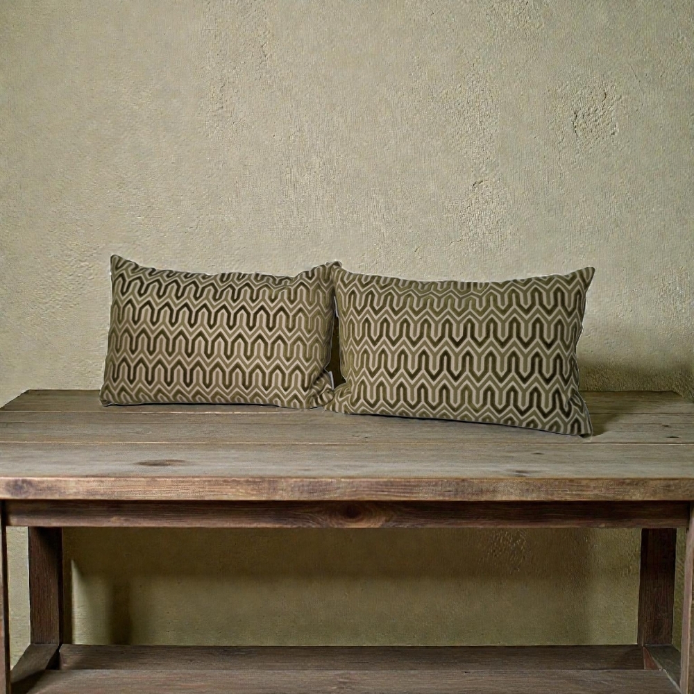 Wayfair Urban Standard Olive Green/Tan Geometric Design 16×24 Accent Pillows